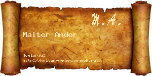 Malter Andor névjegykártya